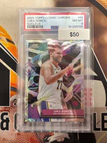 2025 Topps Cosmic Chrome NBA Luka Doncic Nucleus PSA 8