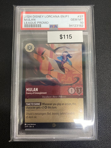 Disney Lorcana P1 League Promo Mulan PSA 10