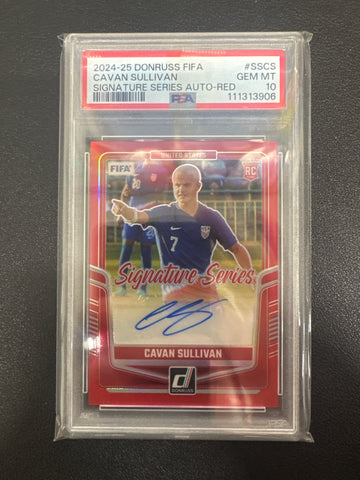 2024-25 Panini Donruss Fifa Cavan Sullivan Rookie Signature Series Auto Red /10 PSA 10