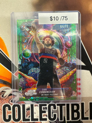 2026 Topps Chrome Cosmic NBA Cade Cunningham Propulsion Green Cosmic Dust Refractor /75