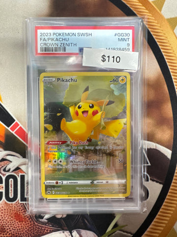 2023 Pokémon SWSH Full Art Pikachu GG30/GG70 Crown Zenith PSA 9