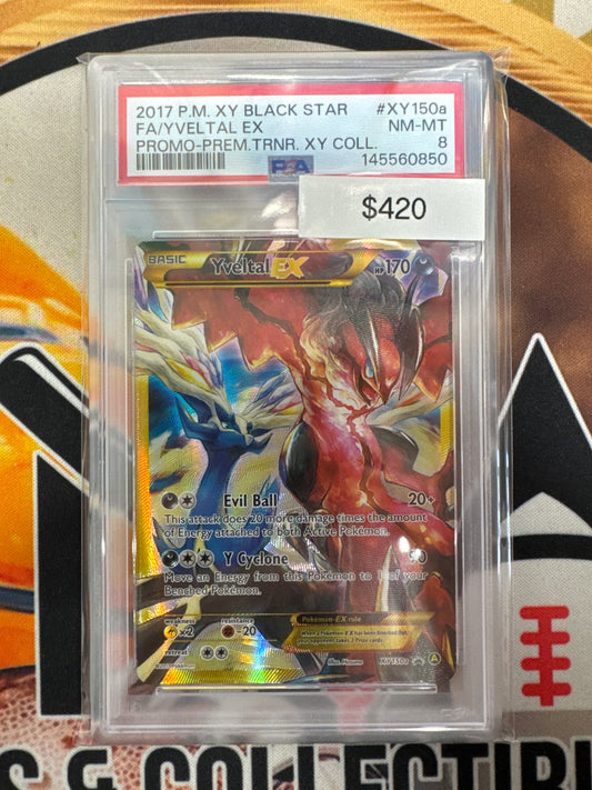 2017 Pokemon XY Black Star Full Art Yveltal Ex XY150a Promo PSA 8