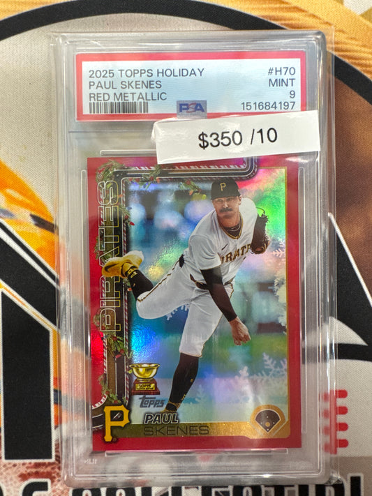 2025 Topps Holiday MLB Paul Skenes Red Metallic Refractor /10 PSA 10