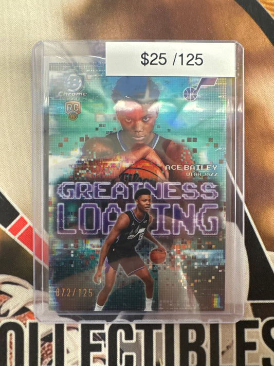 2025 Topps Bowman Basketball Ace Bailey Rookie Greatness Loading Aqua Refractor /125