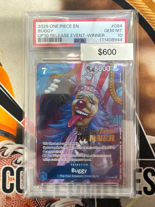 2025 One Piece English Buggy OP10 Release Event Winner P-084 PSA 10