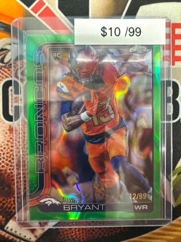 2025 Topps Chrome NFL Pat Bryant Rookie Green Raywave Refractor /99