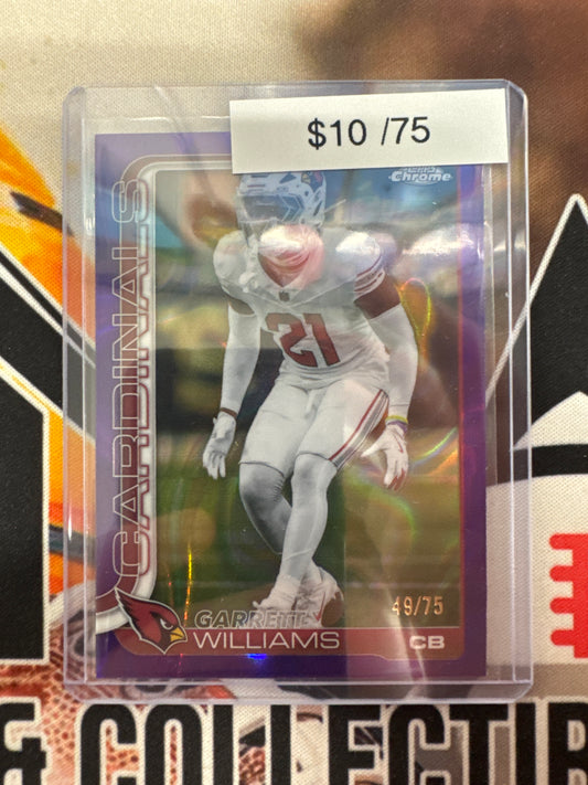 2025 Topps Chrome NFL Garrett Williams Purple Raywave Refractor /75