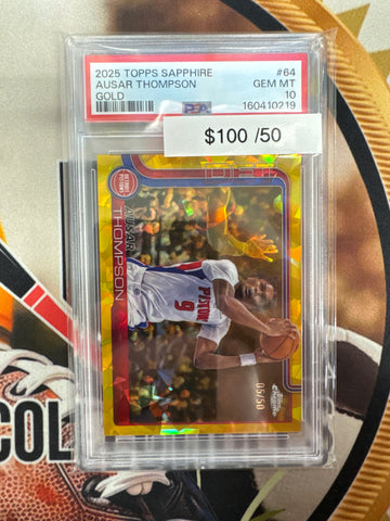2025 Topps Chrome NBA Sapphire Ausar Thompson Gold Refractor /50 PSA 10