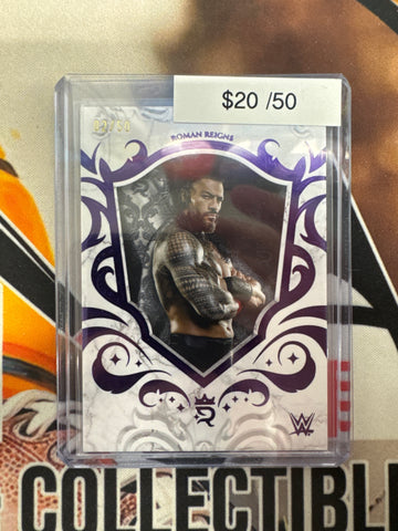 2025 Topps WWE Royalty Roman Reigns Purple Refractor /50