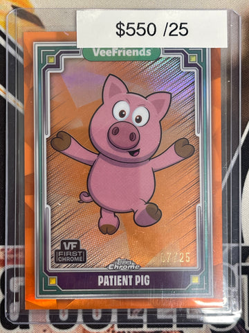 2025 Topps Chrome VeeFriends Patient Pig VF First Chrome Orange /25