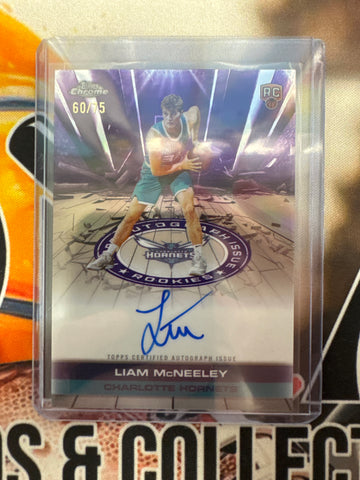 2025-26 Topps Chrome NBA Liam McNeeley Rookie Autograph Issue Purple Refractor /75
