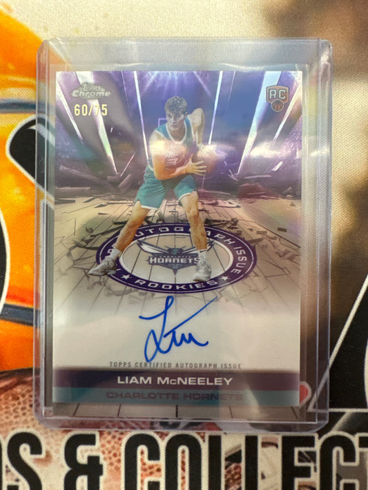 2025-26 Topps Chrome NBA Liam McNeeley Rookie Autograph Issue Purple Refractor /75