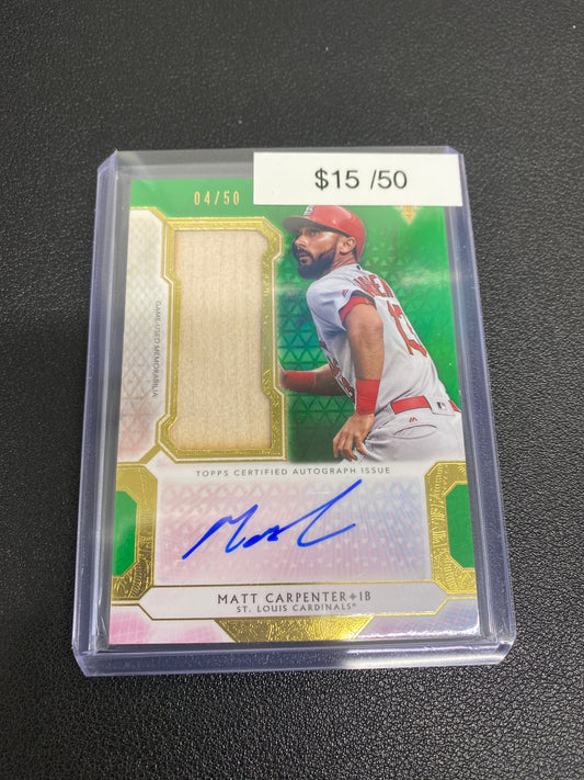 2018 MLB Topps Triple Threads Matt Carpenter Autographed Single Jumbo Relic /50