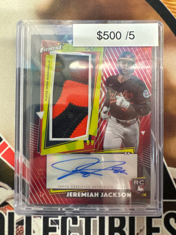 2025 Topps Finest MLB Jeremiah Jackson Finest Rookie Autograph Relic Red Refractor /5
