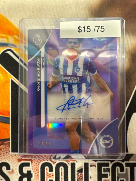 2025-26 Topps Chrome English Premier League Georginio Rutter Purple Refractor Autograph /75