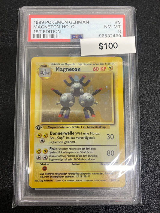 Pokémon German 1st Edition Base Set Magneton Holo PSA 8