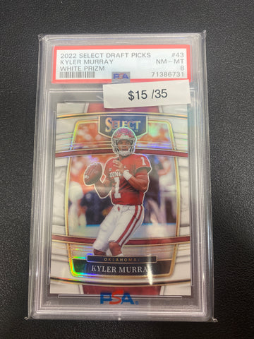 2022 Panini Select Draft Picks Kyler Murray White Prizm /35 PSA 8