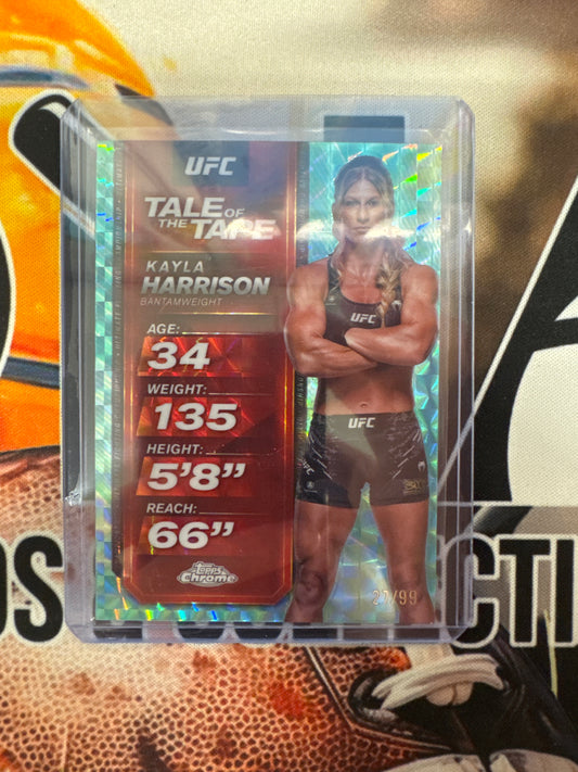 2025 Topps Chrome UFC Kayla Harrison Tale Of The Tape Aqua Geometric /99