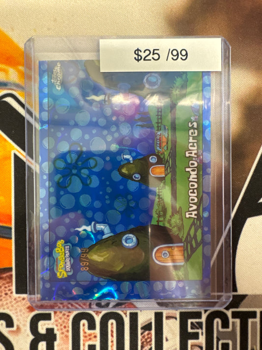 2025 Topps Chrome Spongebob Avocondo Acres Blue Bubble Raywave Refractor /99