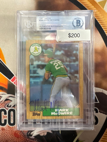 1987 Topps MLB Mark McGwire Beckett Authentic Autograph