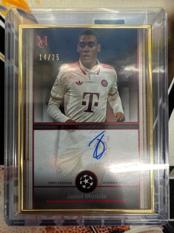 2024-25 Topps Museum Collection UEFA Club Competitions Jamal Musiala Gold Framed Auto /25