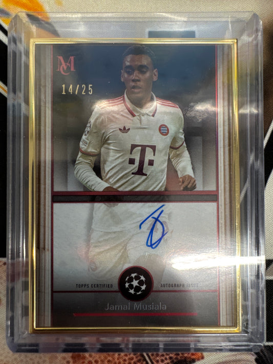 2024-25 Topps Museum Collection UEFA Club Competitions Jamal Musiala Gold Framed Auto /25