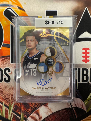 2025-26 Topps 3 NBA Walter Clayton Jr. Rookie 3 Patch Autograph Gold Refractor /10