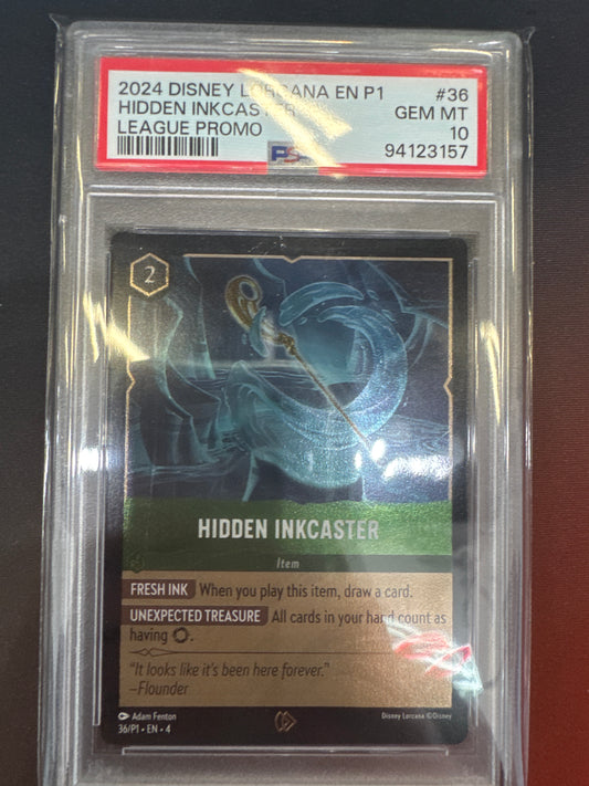 Disney Lorcana P1 League Promo Hidden Inkcaster PSA 10