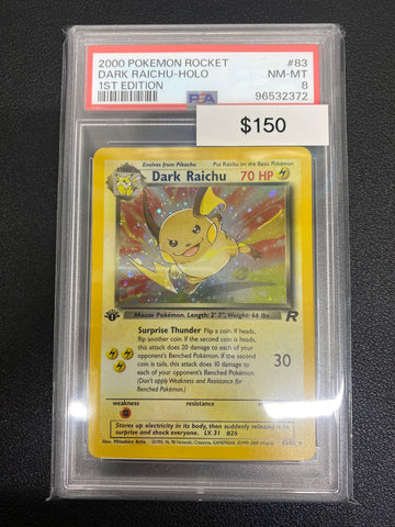 Pokémon 1st Edition Team Rocket Dark Raichu Holo 83/82 PSA 8