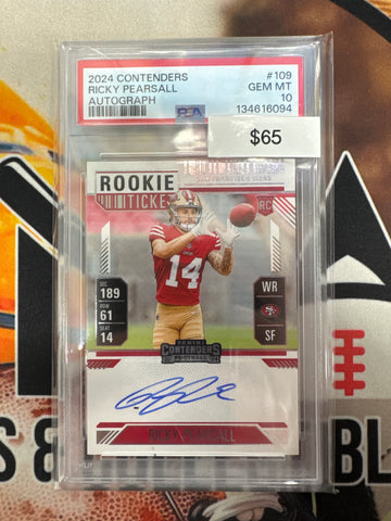 2024 Panini Contenders NFL Ricky Pearsall Rookie Ticket Autograph PSA 10