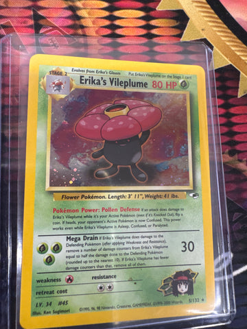 Pokemon Erika’s Vileplume holo 5/132 Gym Heroes MP