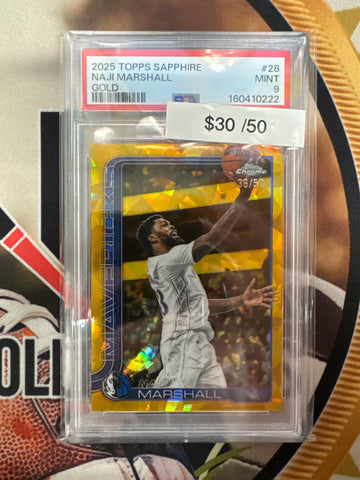 2025 Topps Chrome NBA Sapphire Naji Marshall Gold Refractor /50 PSA 9