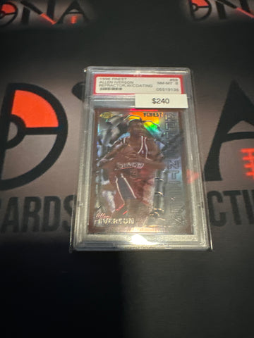 1996 Topps Finest Allen Iverson refractor with coating PSA 8