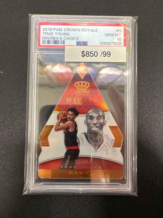 2018 Panini Crown Royale Trae Young Mamba’s Choice Die-Cut /99 PSA 10