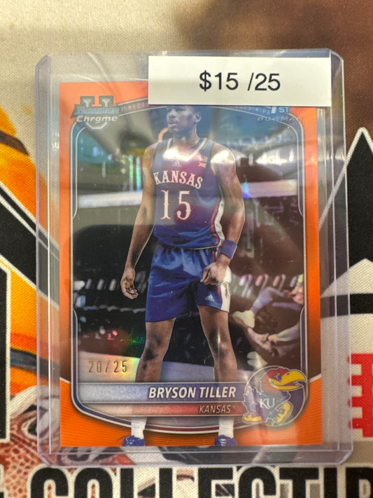 2025-26 Topps Bowman Basketball Bryson Tiller 1st Bowman Orange Refractor /25