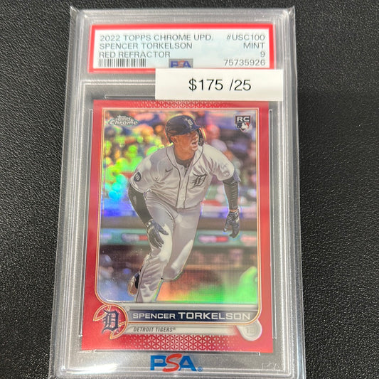 2022 MLB Topps Chrome Update Spencer Torkelson Red Refractor /25 PSA 9