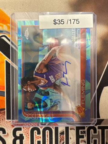 2026 Topps Chrome NBA Update Rasheer Fleming Rookie Autograph Teal/Blue Wave Refractor /175