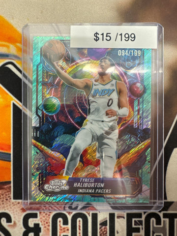 2026 Topps Chrome Cosmic NBA Tyrese Haliburton Propulsion Teal Shimmer Refractor /199