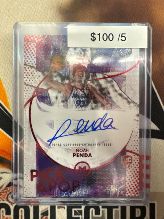 2026 Topps Motif Basketball Noah Penda Rookie Pick & Pop Autograph Red Refractor /5