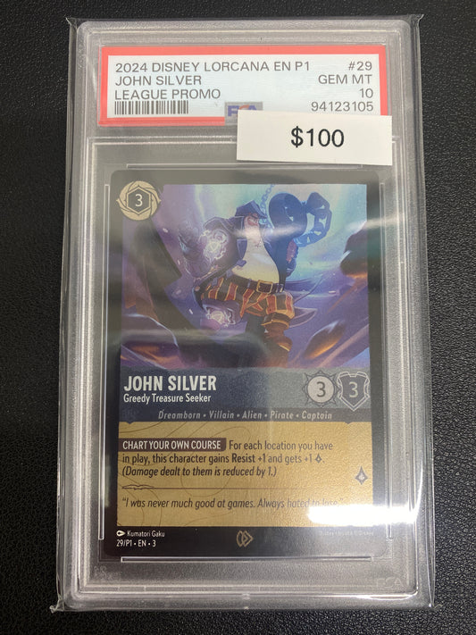 Disney Lorcana P1 League Promo John Silver PSA 10