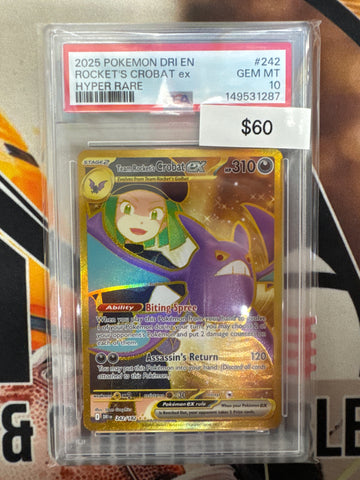Pokemon Team Rocket’s Crobat ex 242/182 Destined Rivals PSA 10