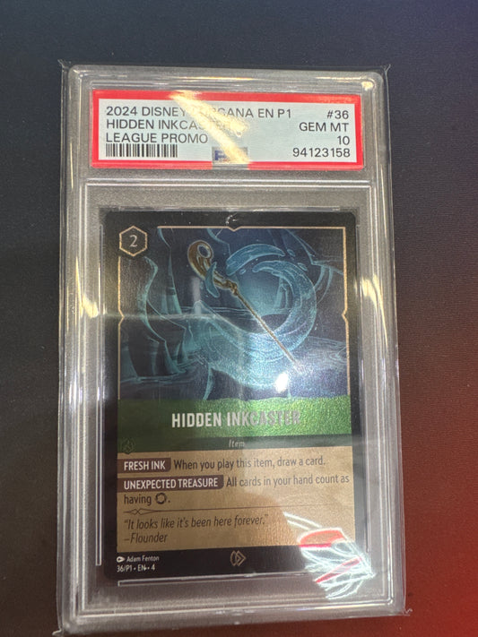 Disney Lorcana P1 League Promo Hidden Inkcaster PSA 10