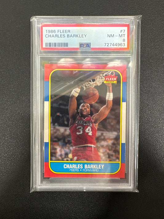1986 Fleer NBA Charles Barkley PSA 8