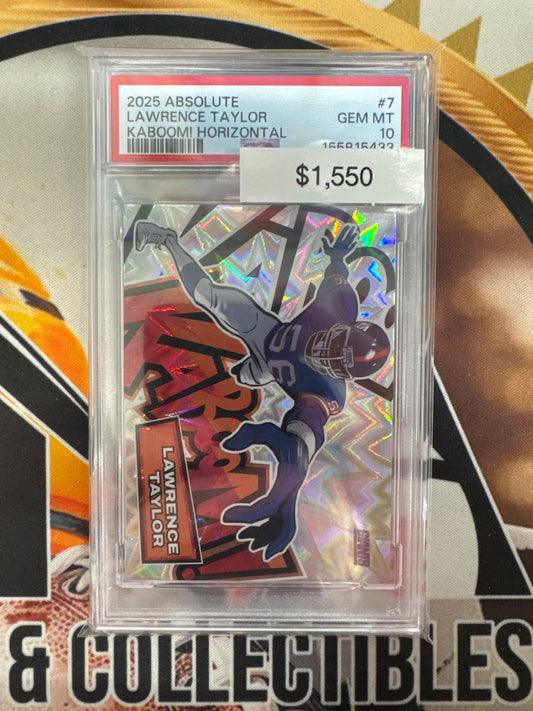 2025 Panini Absolute NFL Lawrence Taylor Kaboom! Horizontal PSA 10