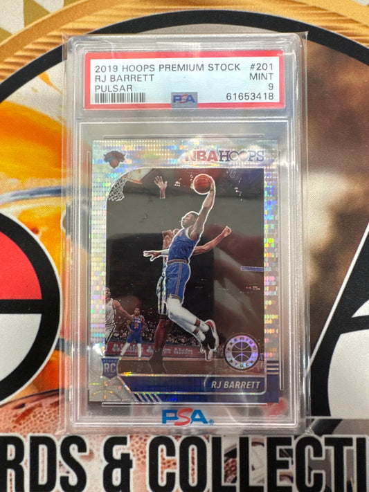 2019 Panini Hoops Premium Stock NBA RJ Barrett Rookie Pulsar PSA 9
