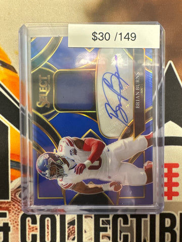2025 Panini Select NFL Brian Burns Patch Autograph Blue Prizm /149