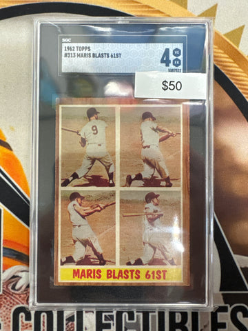 1962 Topps MLB Maris Blasts 61st SGC 4