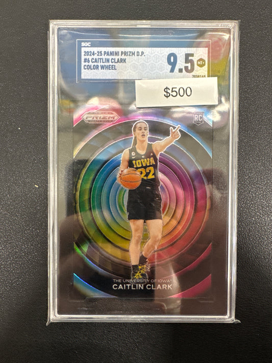 2024-25 Panini Prizm Draft Picks Caitlin Clark Rookie Color Wheel SGC 9.5