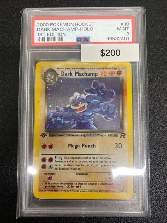 Pokémon 1st Edition Team Rocket Dark Machamp Holo 10/82 PSA 9