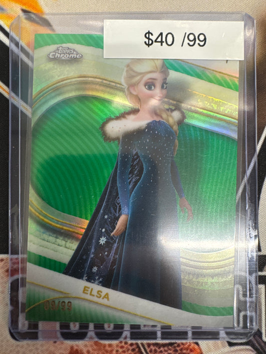 2025 Topps Chrome Disney Elsa Green Refractor /99